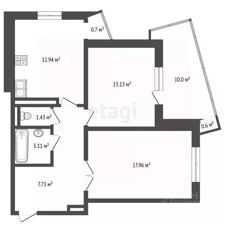 2-к кв. Калужская область, Калуга Анненки мкр, ул. Анненки, 38к1 (60.6 ... - Фото 2