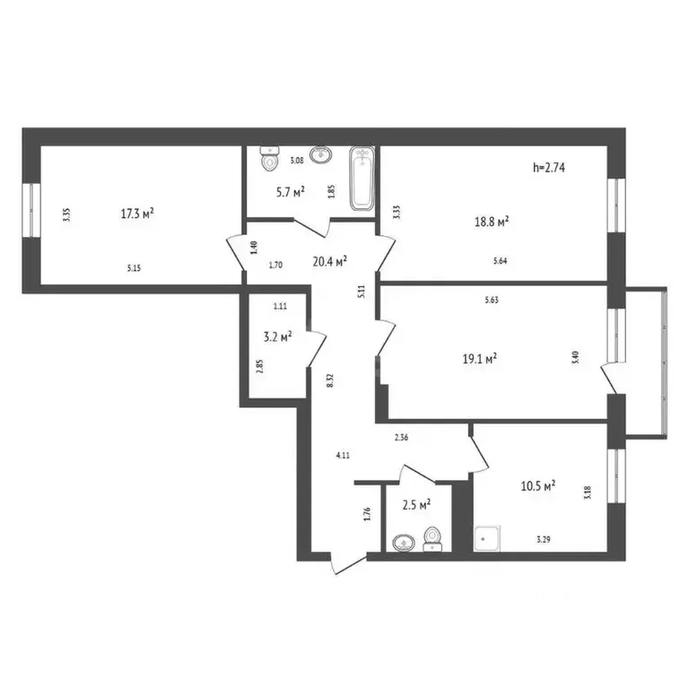 3-к кв. Красноярский край, Красноярск ул. Петра Ломако, 1 (98.0 м) - Фото 2