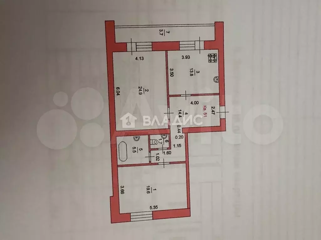2-к. квартира, 83,6 м, 6/6 эт. - Фото 1