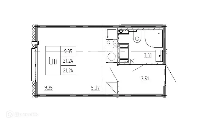 Продаётся 1-к квартира, 21.2 м - Фото 1