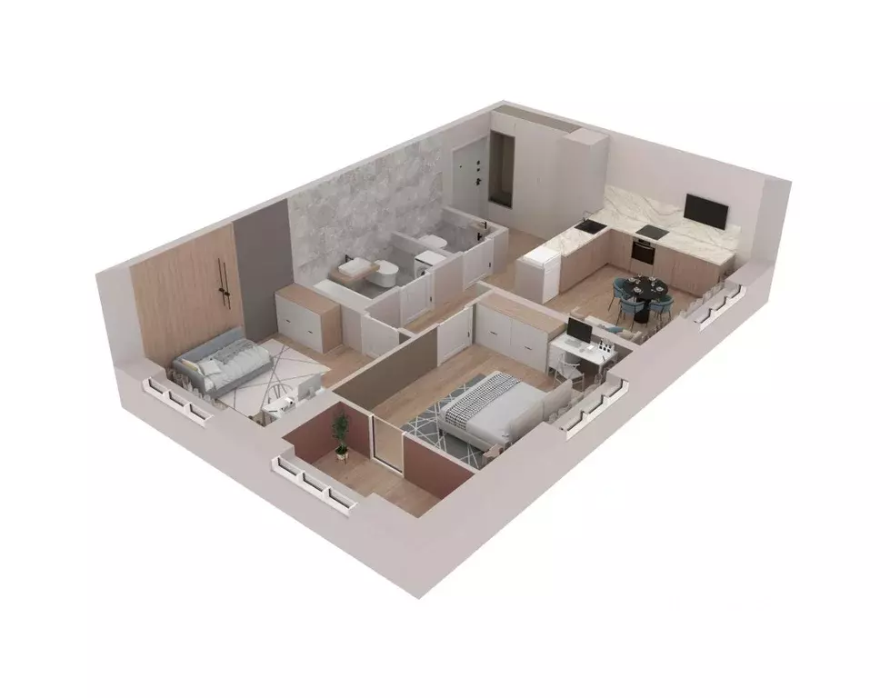 2-к кв. Башкортостан, Уфа Бионика Парк жилой комплекс, 3 (65.5 м) - Фото 2