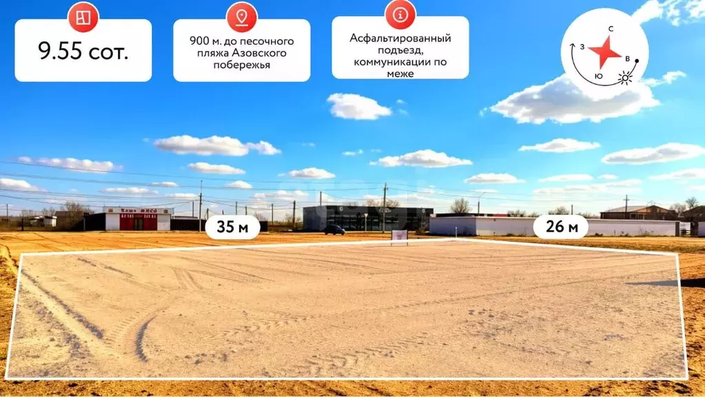 Участок в Краснодарский край, Темрюкский район, Голубицкое с/пос, ... - Фото 1