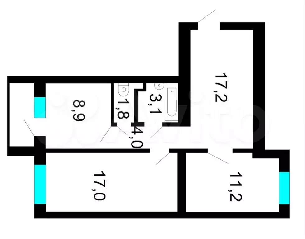 2-к. квартира, 63,2 м, 8/8 эт. - Фото 0