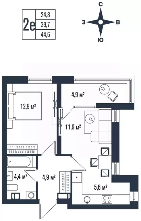 2-к кв. Приморский край, Владивосток ул. Тухачевского, 33к2 (44.6 м) - Фото 1