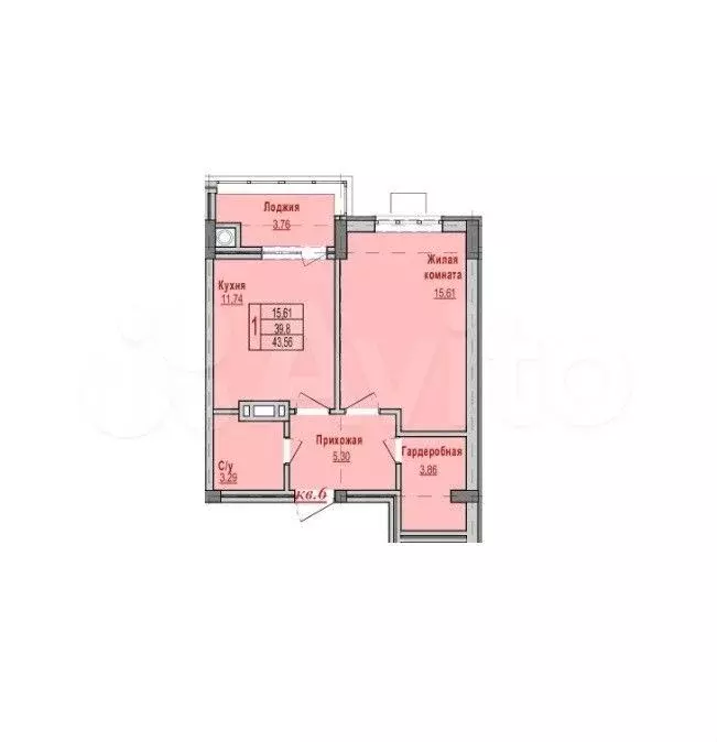 1-к. квартира, 43,6 м, 2/8 эт. - Фото 1