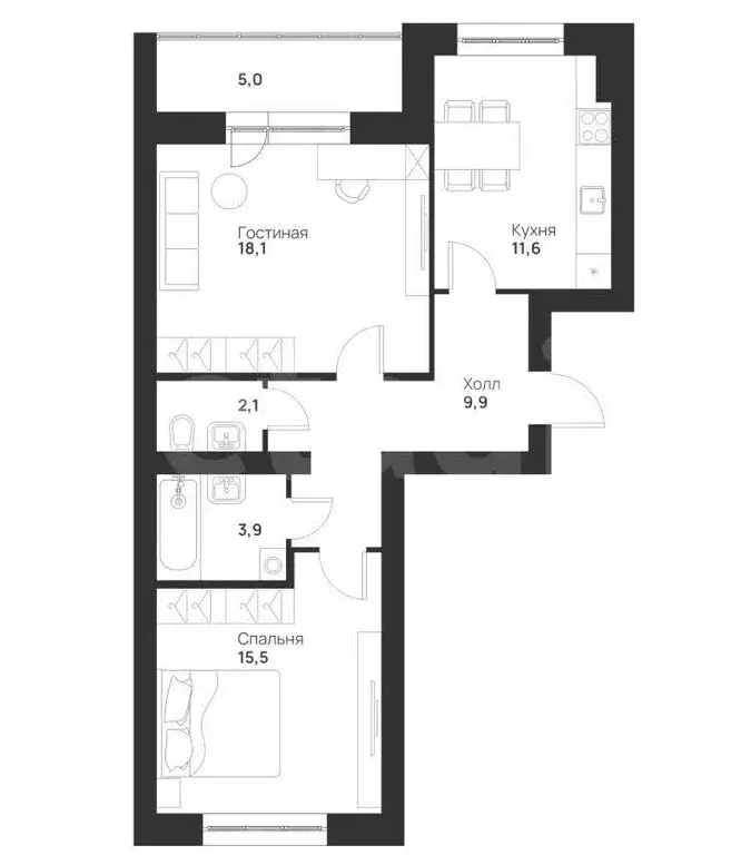 2-комнатная квартира: Тула, улица Героев России, 8 (59 м) - Фото 1