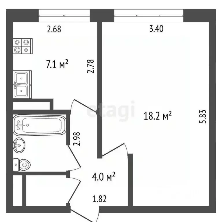 1-к кв. Архангельская область, Архангельск Ленинградский просп., 358к3 ... - Фото 2