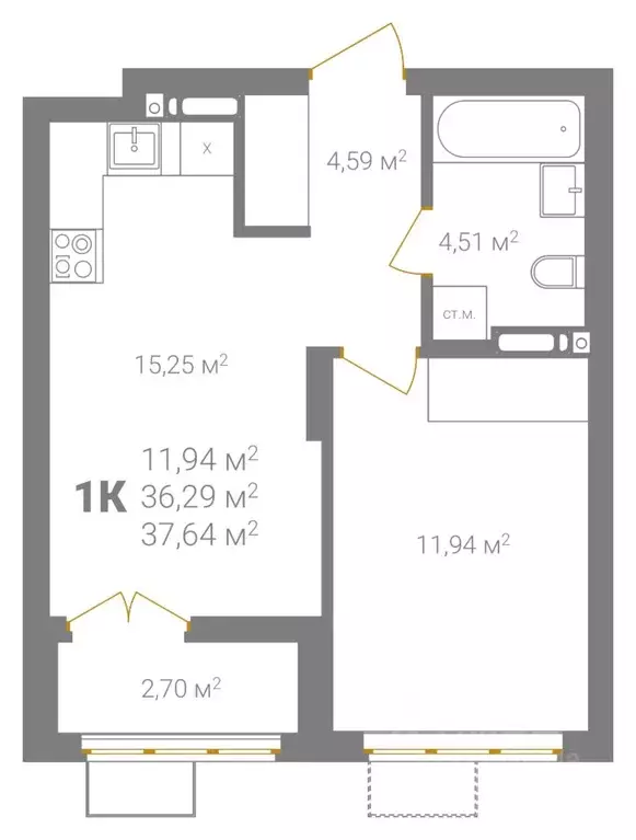 1-к кв. Нижегородская область, Нижний Новгород Ветеринарная ул. (37.64 ... - Фото 2