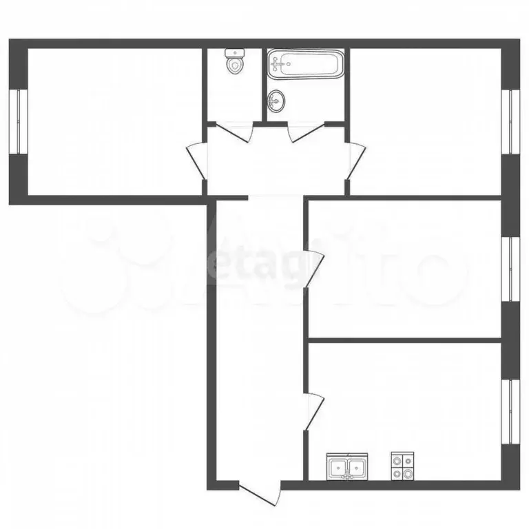 3-к. квартира, 63,4 м, 9/10 эт. - Фото 0