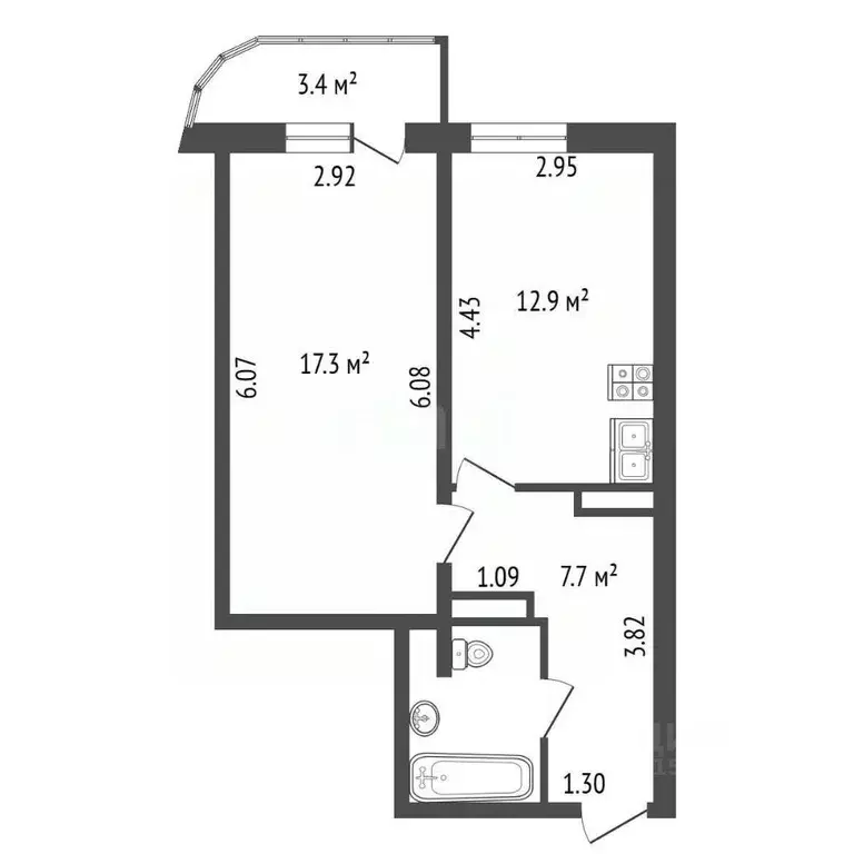 1-к кв. Санкт-Петербург Варшавская ул., 23к2 (42.0 м) - Фото 1