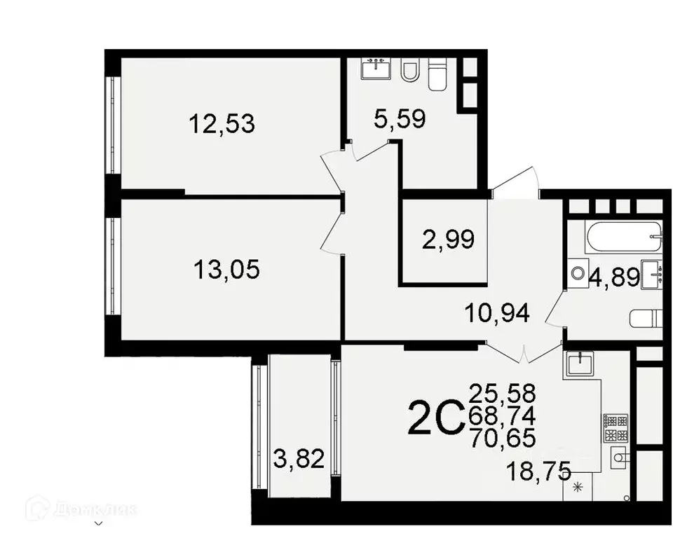 2-к кв. Рязанская область, Рязань Льговская ул., 10 (70.65 м) - Фото 0