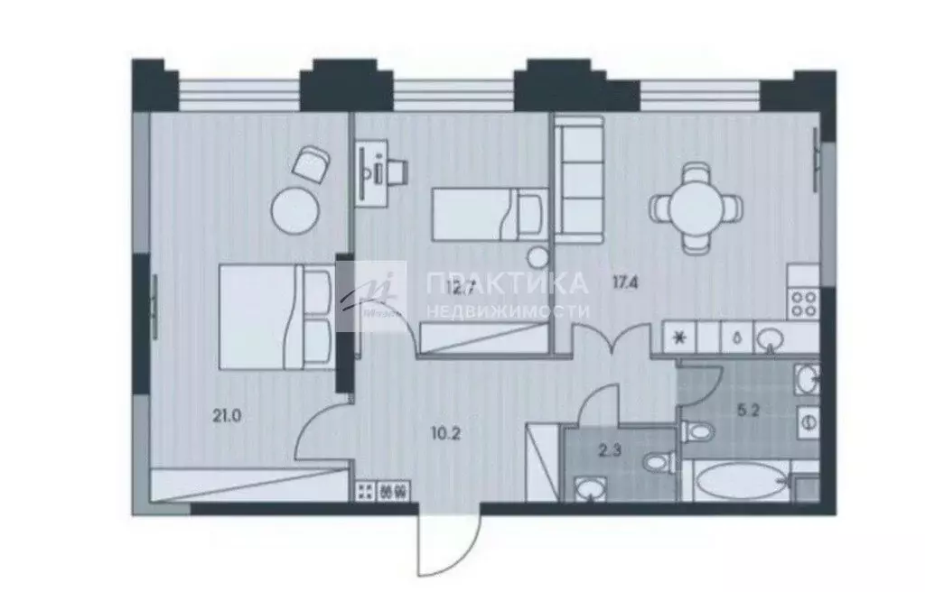 3-комнатная квартира: Москва, улица Архитектора Власова, 71к2 (69 м) - Фото 1