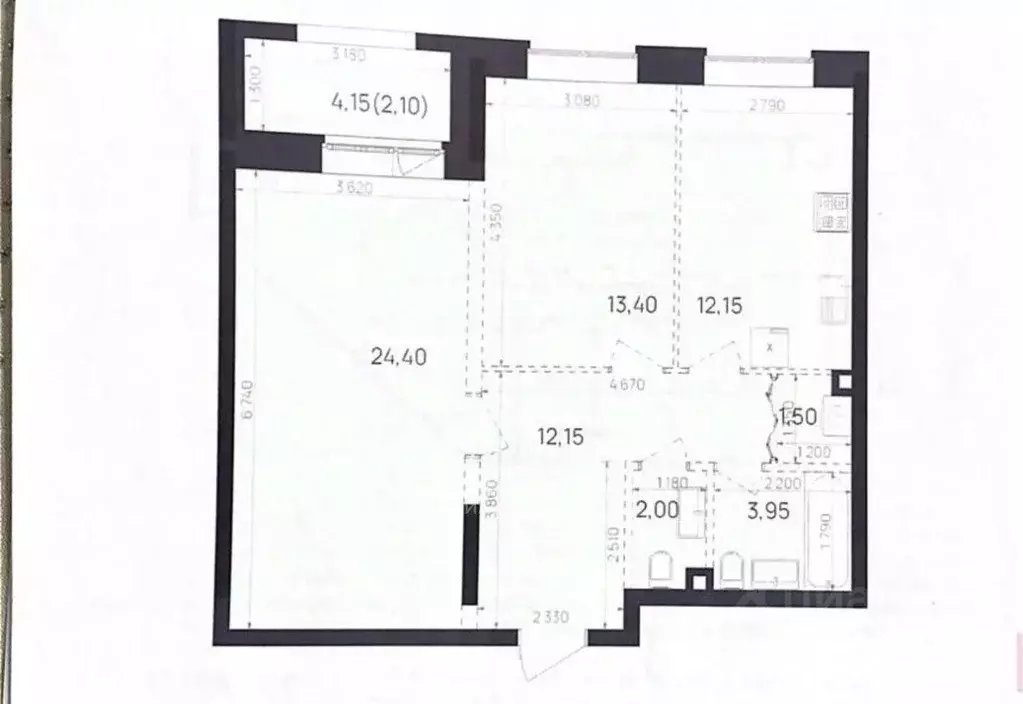 3-к кв. Татарстан, Казань Краснококшайская ул., 60 (69.6 м) - Фото 2