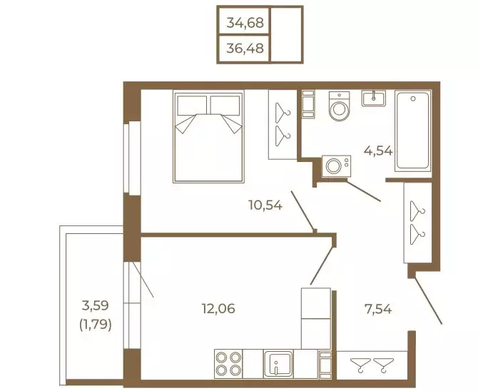 1-комнатная квартира: Сертолово, ЖК Новая История (36.48 м) - Фото 1