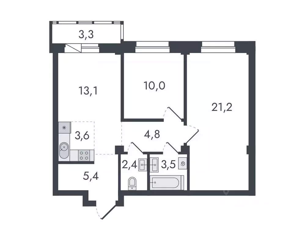 3-к кв. кировская область, киров ул. чистопрудненская, 13 (67.3 м) - Фото 0