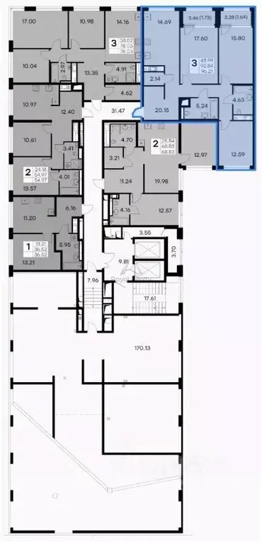 3-к кв. Санкт-Петербург ул. Челюскина, 10 (96.21 м) - Фото 2