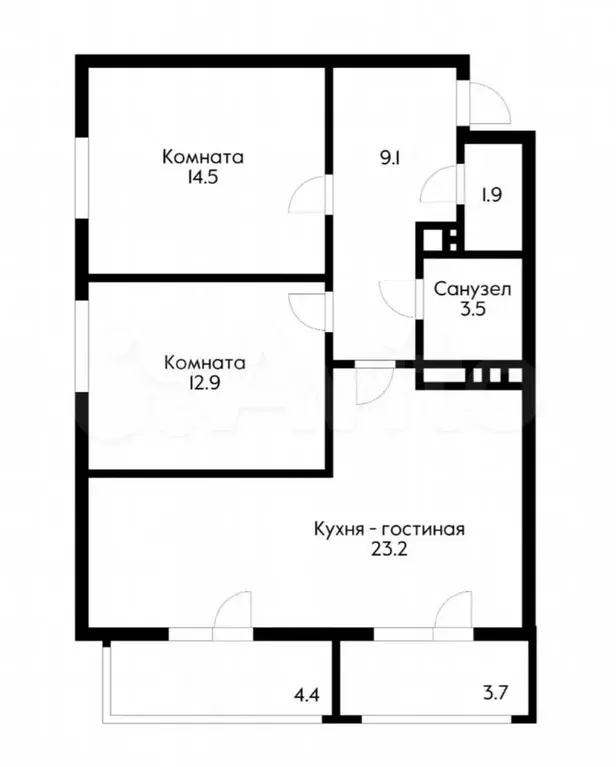 2-к. квартира, 73 м, 8/13 эт. - Фото 0