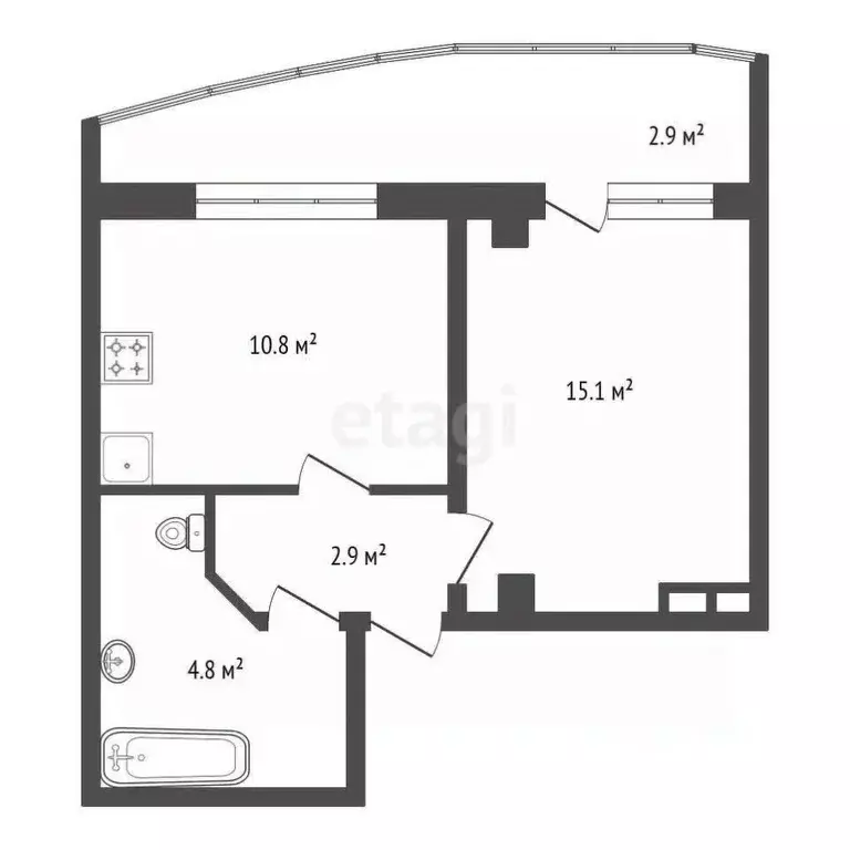 1-к кв. Красноярский край, Красноярск ул. Борисова, 38 (39.0 м) - Фото 2