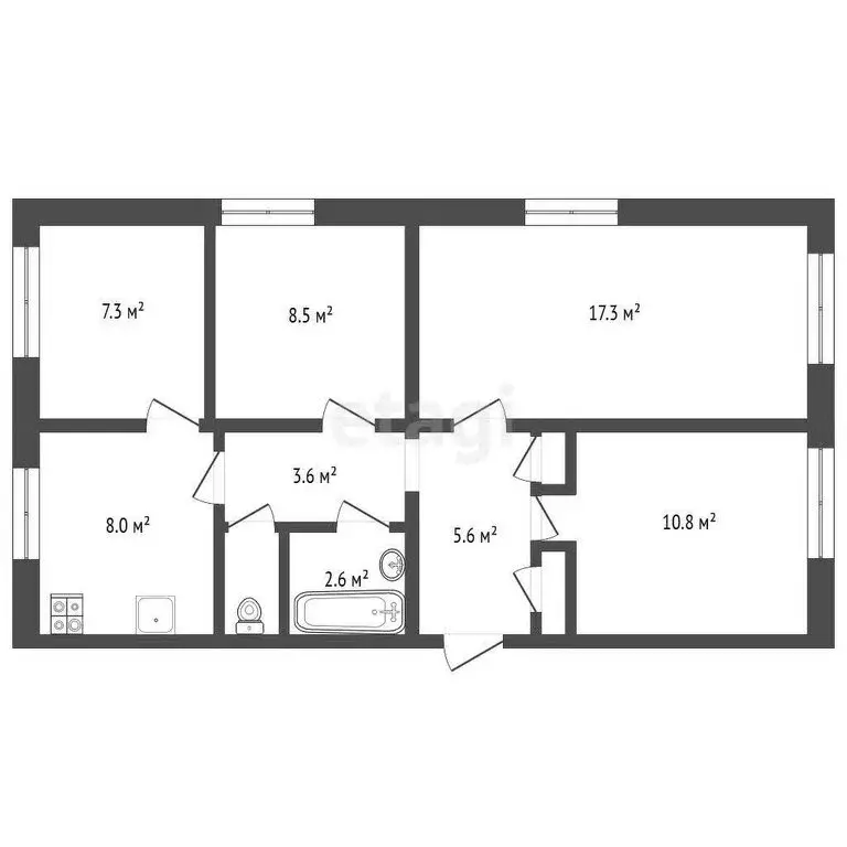 4-комнатная квартира: Одинцово, Глазынинская улица, 12 (65.6 м) - Фото 0