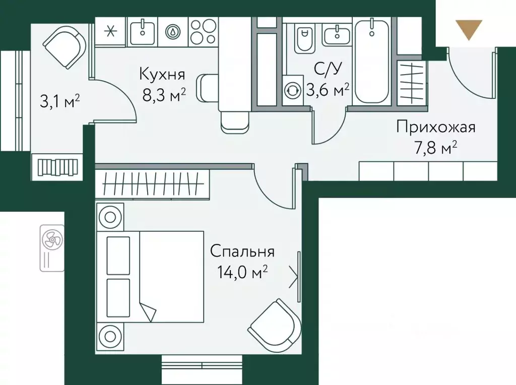 1-к кв. Волгоградская область, Волгоград Новосибирская ул., 74с1 (36.8 ... - Фото 0