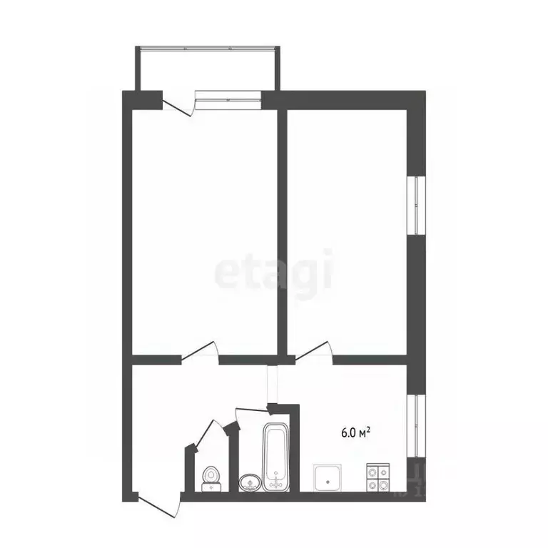 2-к кв. Тюменская область, Тюмень ул. Белинского, 30 (40.5 м) - Фото 2
