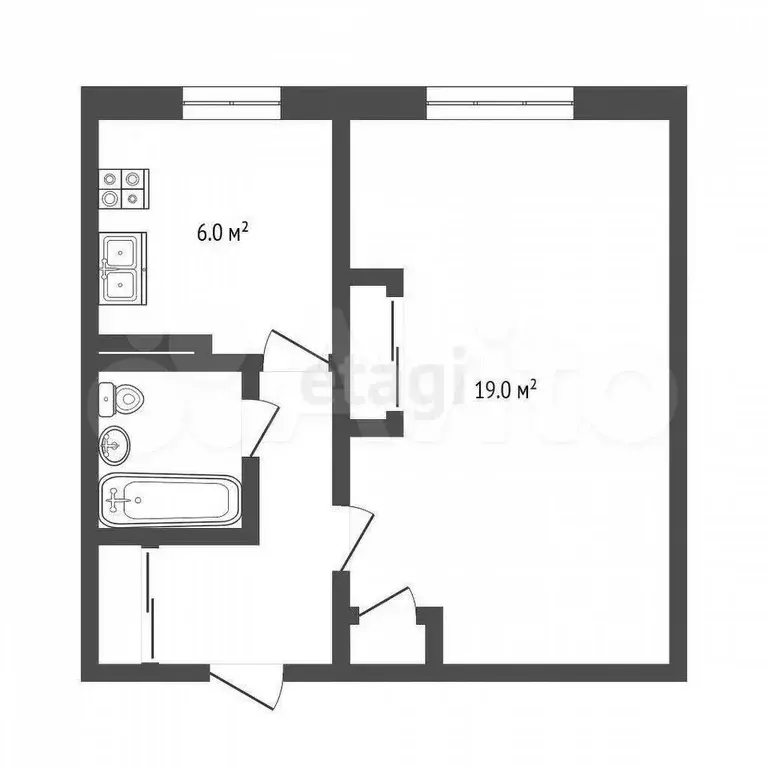 1-к. квартира, 36 м, 1/9 эт. - Фото 0