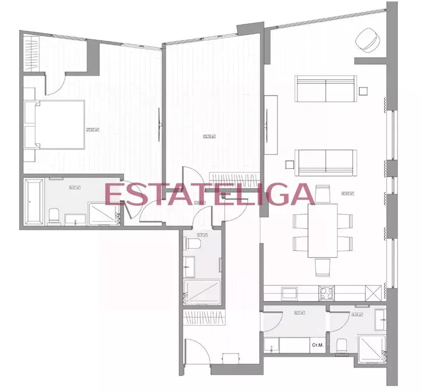 3-к кв. Москва ул. Усачева, 11Б (127.4 м) - Фото 2