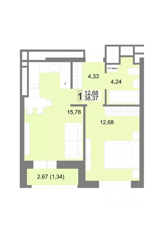 1-к кв. Свердловская область, Екатеринбург ул. Тенистая, 8с5 (38.37 м) - Фото 0