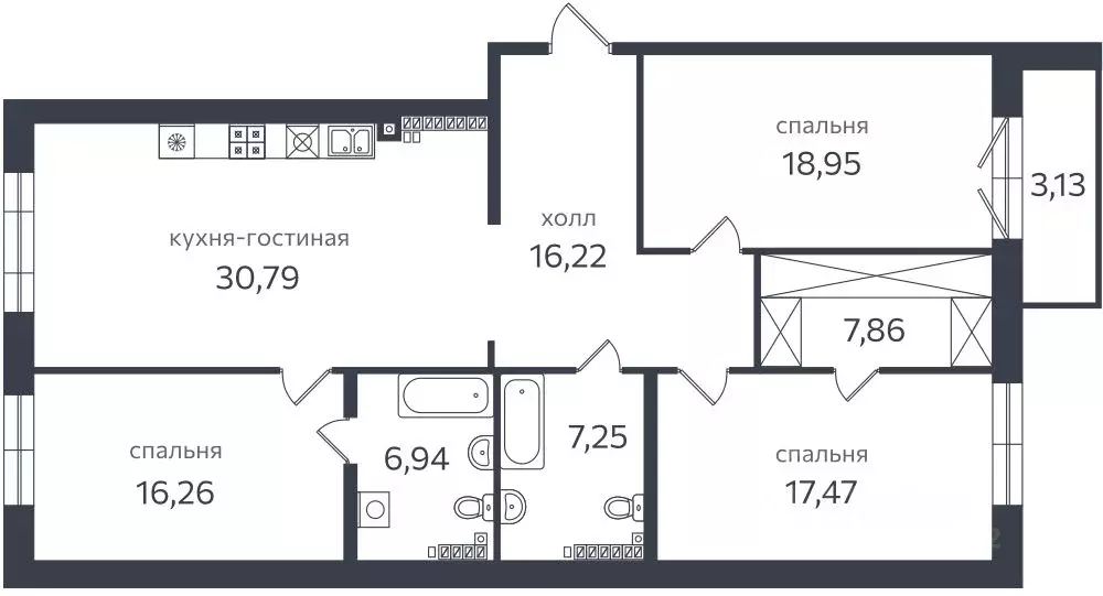 3-к кв. санкт-петербург проезд петровская коса, 1к2 (126.6 м) - Фото 0