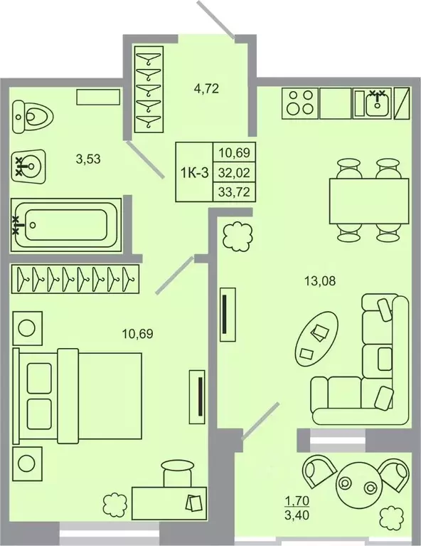 1-к кв. Ленинградская область, Всеволожский район, пос. Бугры Стороны ... - Фото 1