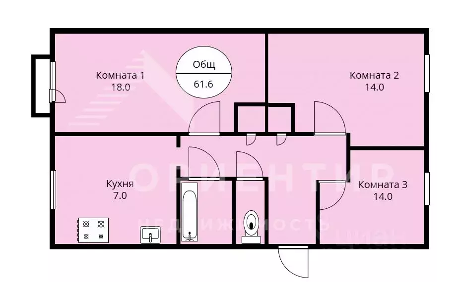 3-к кв. Свердловская область, Березовский ул. Анучина, 4 (61.6 м) - Фото 0
