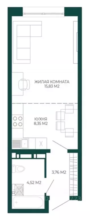 1-к кв. Пензенская область, Пенза Чаадаев жилой комплекс (32.46 м) - Фото 1