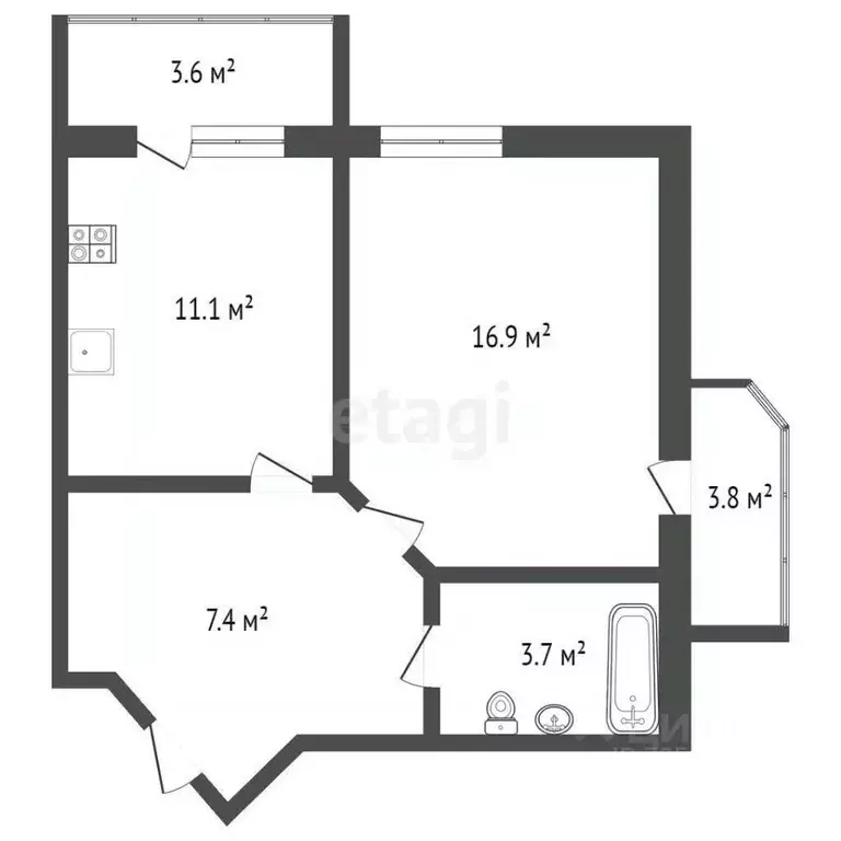 1-к кв. Оренбургская область, Оренбург ул. Диагностики, 9 (45.0 м) - Фото 1