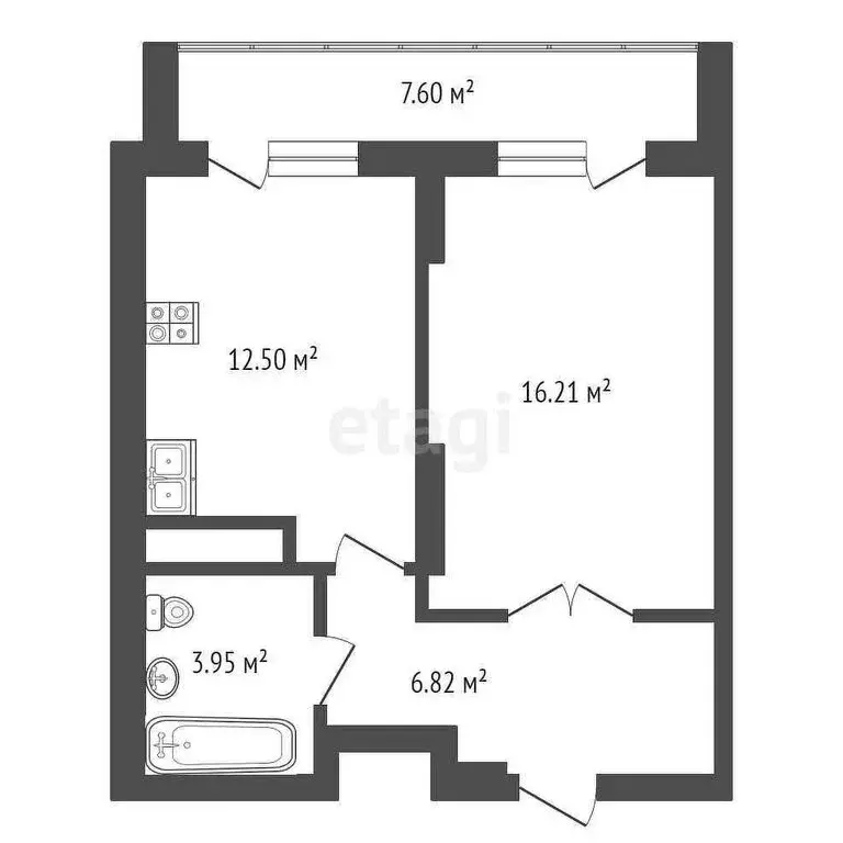 1-комнатная квартира: Тюмень, улица Малыгина, 90 (54.6 м) - Фото 0