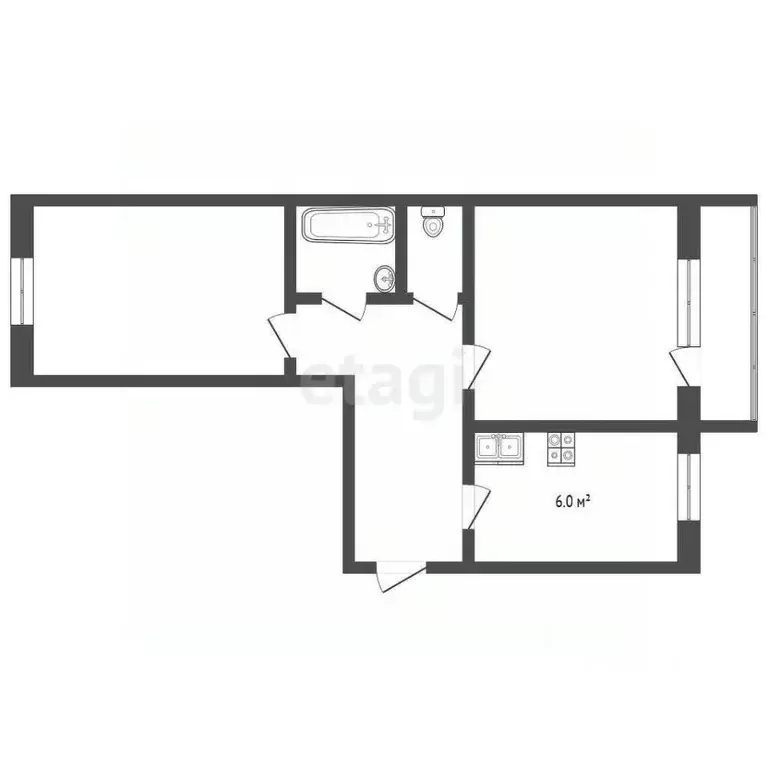 2-к кв. Свердловская область, Туринск ул. Чкалова, 60 (42.3 м) - Фото 2
