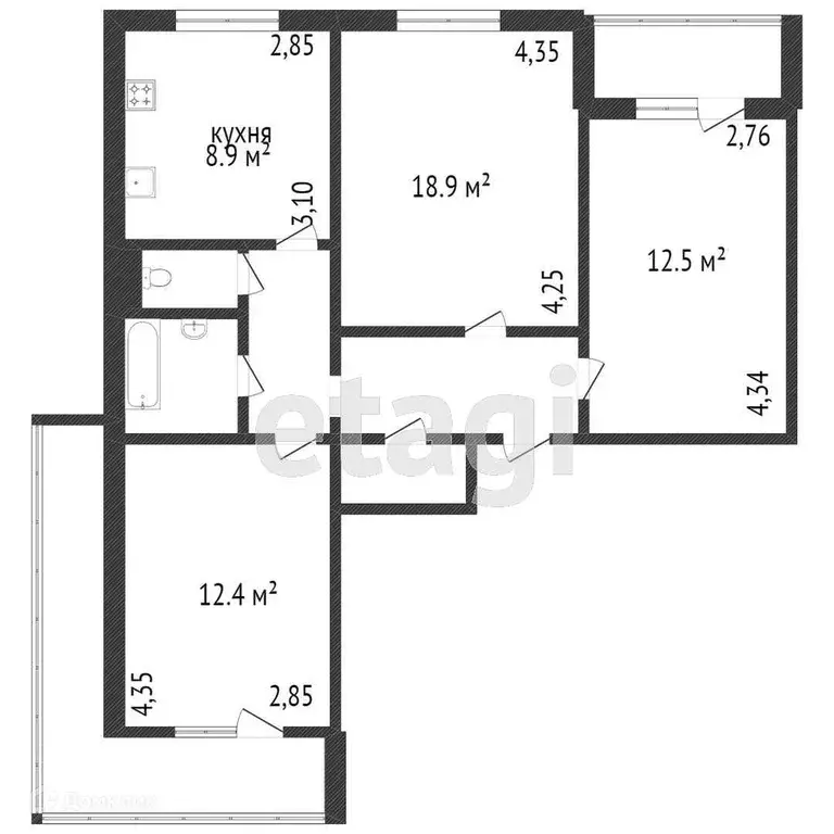 Продаётся 3-к квартира, 61.3 м - Фото 1
