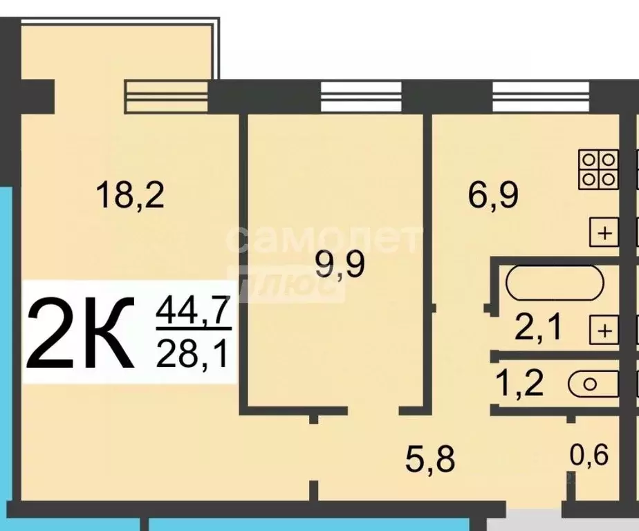 2-к кв. Нижегородская область, Нижний Новгород ул. Карбышева, 7 (44.7 ... - Фото 2