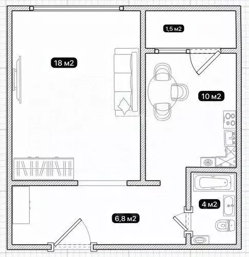1-к кв. Омская область, Омск просп. Комарова, 21 (38.8 м) - Фото 2