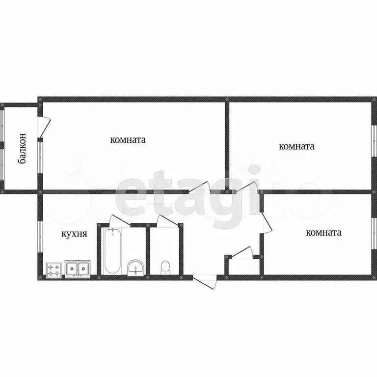 3-к. квартира, 62 м, 2/5 эт. - Фото 0