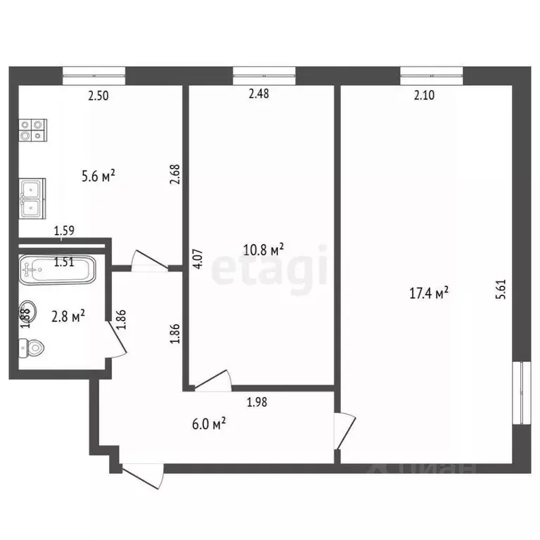 2-к кв. Калининградская область, Калининград Зоологическая ул., 1 ... - Фото 2