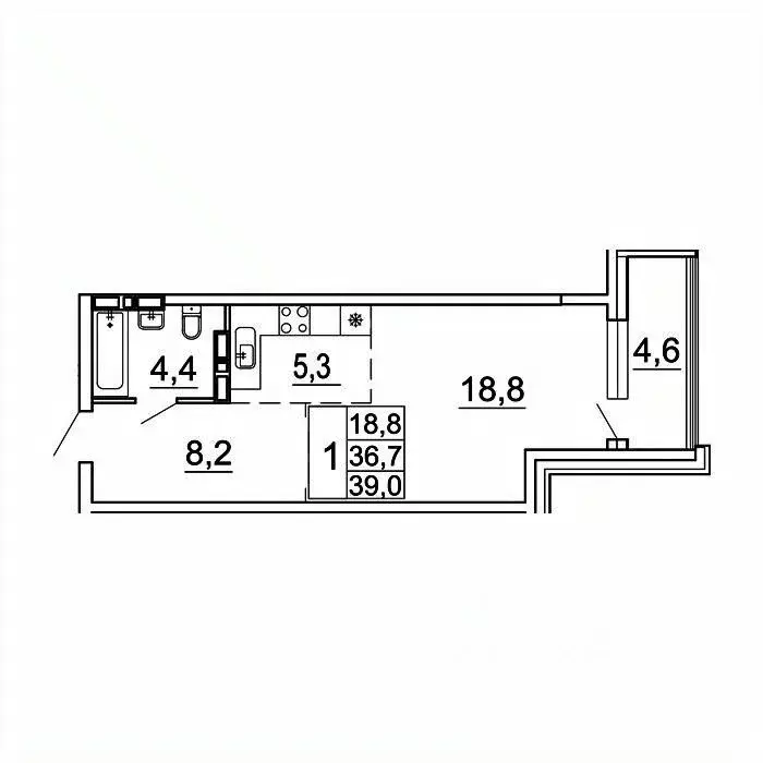 1-к кв. Приморский край, Владивосток Лесная ул., 1В/1 (39.0 м) - Фото 1