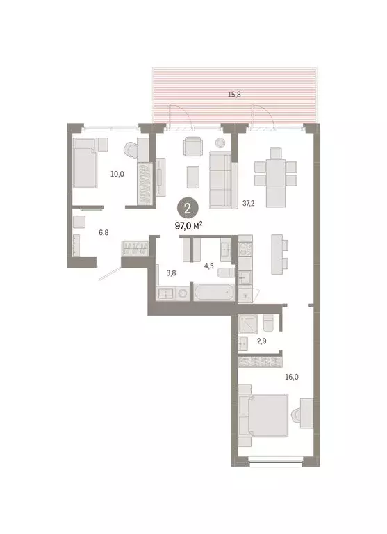 2-комнатная квартира: Новосибирск, квартал Лебедевский, 1/3 (97 м) - Фото 2