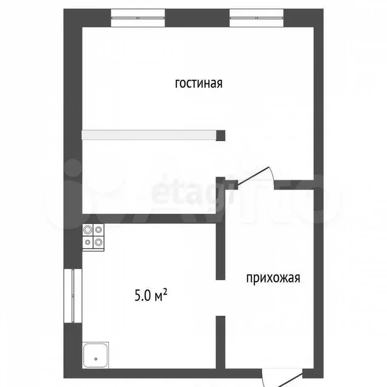 1-к. квартира, 35,4 м, 2/2 эт. - Фото 0