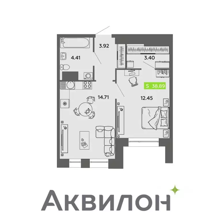 1-к кв. Архангельская область, Архангельск Привокзальный мкр,  (38.89 ... - Фото 1