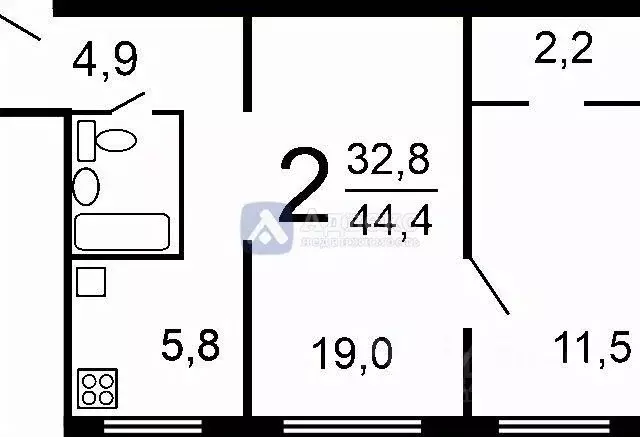 2-к кв. Тюменская область, Тюмень Севастопольская ул., 17 (44.6 м) - Фото 1