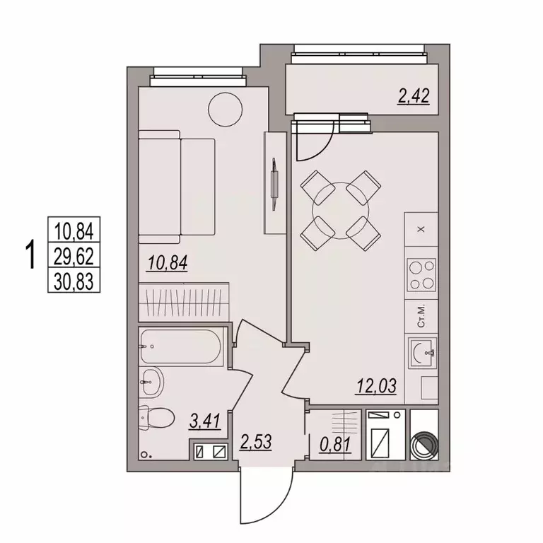 1-к кв. Волгоградская область, Волгоград ул. Дымченко, 9 (30.83 м) - Фото 1
