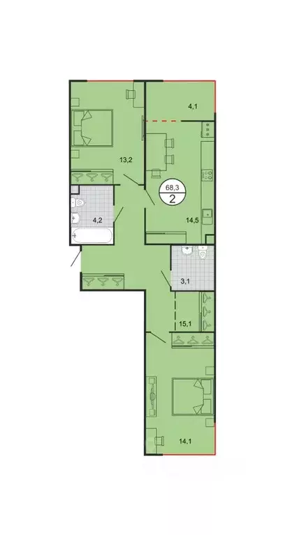 2-к кв. Ставропольский край, Георгиевск Олимп жилой комплекс (67.8 м) - Фото 0