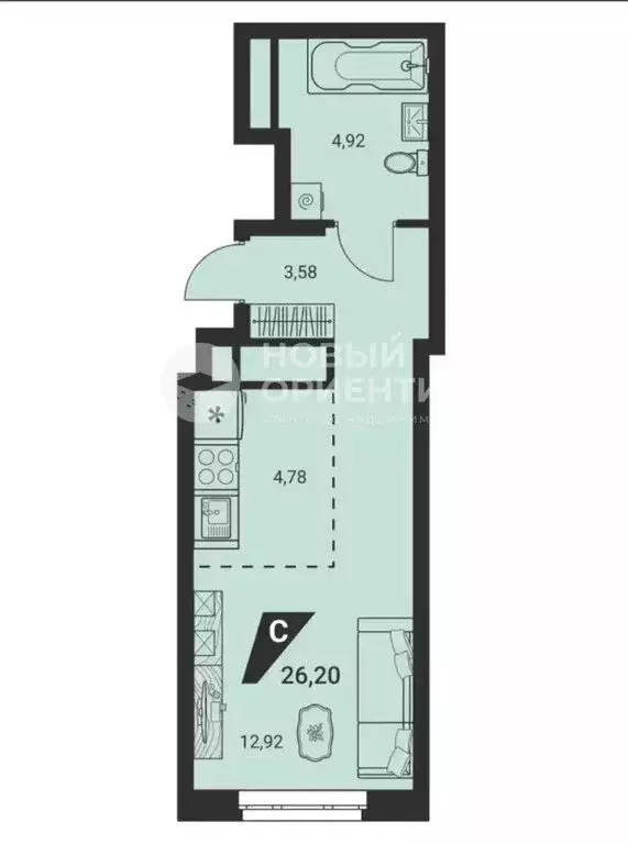 1-комнатная квартира: Екатеринбург, Шефская улица, 42 (26.2 м) - Фото 1