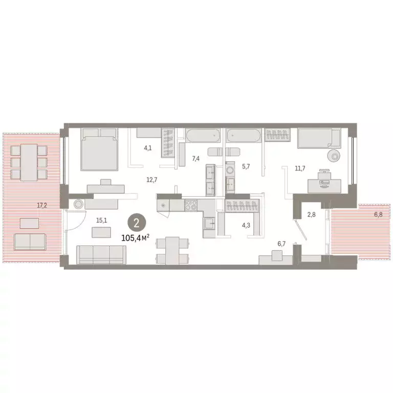 2-комнатная квартира: Тюмень, микрорайон ДОК, ЖК Октябрьский на Туре ... - Фото 2