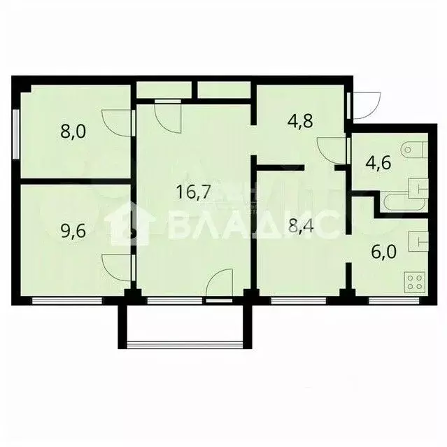 3-к кв. Карелия, Петрозаводск Станционная ул., 4 (58.9 м) - Фото 2